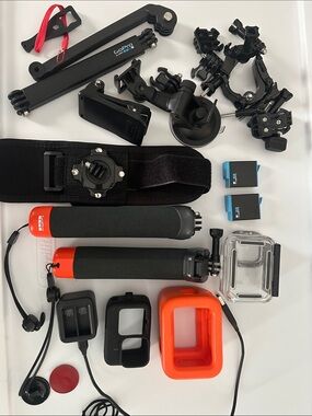 GoPro Accessory lot floating handler 2 battery charger suction clip mount case